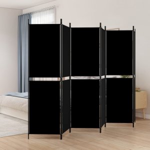 vidaXL vidaXL Parawan 6-panelowy, czarny, 300 x 180 cm, tkanina 1