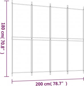 vidaXL vidaXL Parawan 4-panelowy, biały, 200 x 180 cm, tkanina 8