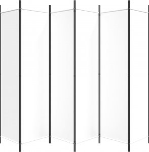 vidaXL vidaXL Parawan 6-panelowy, biały, 300 x 200 cm, tkanina 4