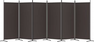 vidaXL vidaXL Parawan 6-panelowy, brązowy, 520x180 cm, tkanina 4