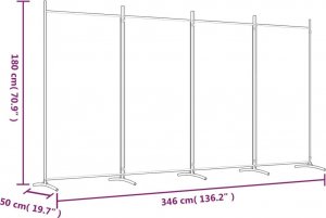 vidaXL vidaXL Parawan 4-panelowy, brązowy, 346x180 cm, tkanina 8