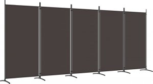 vidaXL vidaXL Parawan 5-panelowy, brązowy, 433x180 cm, tkanina 2