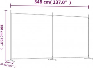vidaXL vidaXL Parawan 2-panelowy, biały, 348x180 cm, tkanina 8