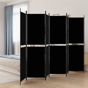 vidaXL vidaXL Parawan 6-panelowy, czarny, 300x200 cm, tkanina 1