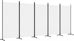vidaXL vidaXL Parawan 5-panelowy, biały, 433x180 cm, tkanina 2