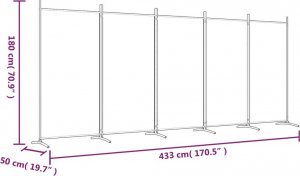 vidaXL vidaXL Parawan 5-panelowy, biały, 433x180 cm, tkanina 8