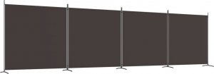 vidaXL vidaXL Parawan 4-panelowy, brązowy, 698x180 cm, tkanina 2