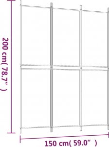 vidaXL vidaXL Parawan 3-panelowy, biały,150x200 cm, tkanina 8