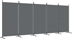vidaXL vidaXL Parawan 5-panelowy, antracytowy, 433x180 cm, tkanina 2
