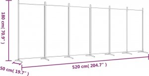 vidaXL vidaXL Parawan 6-panelowy, biały, 520x180 cm, tkanina 8