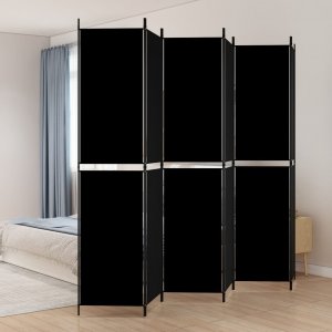 vidaXL vidaXL Parawan 6-panelowy, czarny, 300x220 cm, tkanina 1