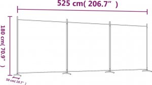 vidaXL vidaXL Parawan 3-panelowy, biały, 525x180 cm, tkanina 8