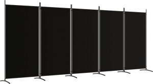 vidaXL vidaXL Parawan 5-panelowy, czarny, 433x180 cm, tkanina 2