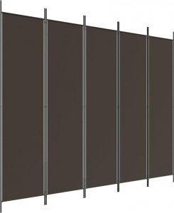 vidaXL vidaXL Parawan 5-panelowy, brązowy, 250x200 cm, tkanina 2