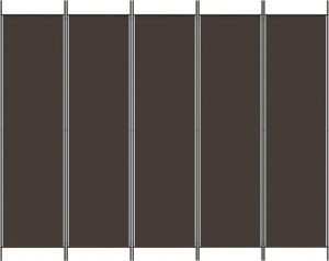vidaXL vidaXL Parawan 5-panelowy, brązowy, 250x200 cm, tkanina 3