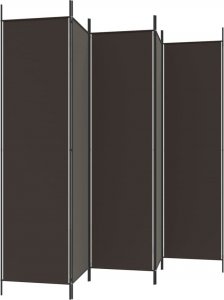 vidaXL vidaXL Parawan 5-panelowy, brązowy, 250x200 cm, tkanina 5
