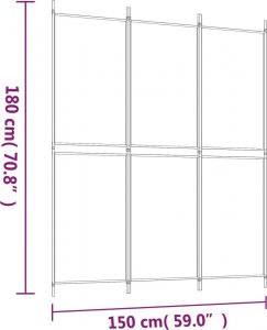 vidaXL vidaXL Parawan 3-panelowy, biały, 150 x 180 cm, tkanina 8