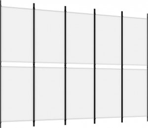vidaXL vidaXL Parawan 5-panelowy, biały, 250 x 180 cm, tkanina 2