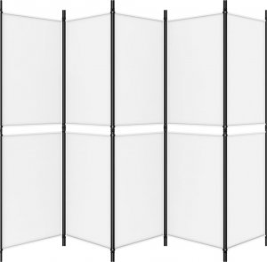 vidaXL vidaXL Parawan 5-panelowy, biały, 250 x 180 cm, tkanina 4