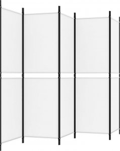 vidaXL vidaXL Parawan 5-panelowy, biały, 250 x 180 cm, tkanina 5
