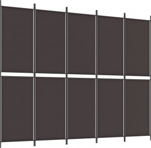 vidaXL vidaXL Parawan 5-panelowy, brązowy, 250x200 cm, tkanina 2