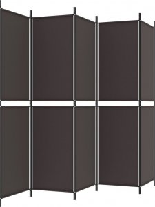vidaXL vidaXL Parawan 5-panelowy, brązowy, 250x200 cm, tkanina 4