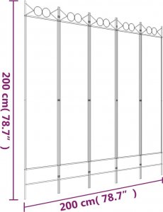 vidaXL vidaXL Parawan 5-panelowy, biały, 200x200 cm, tkanina 8