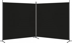 vidaXL vidaXL Parawan 2-panelowy, czarny, 348 x 180 cm, tkanina 4