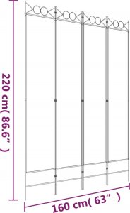 vidaXL vidaXL Parawan 4-panelowy, biały, 160x220 cm, tkanina 8