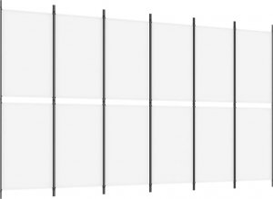 vidaXL vidaXL Parawan 6-panelowy, biały, 300 x 180 cm, tkanina 2