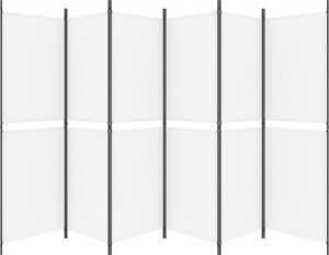 vidaXL vidaXL Parawan 6-panelowy, biały, 300 x 180 cm, tkanina 4