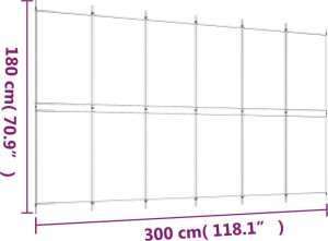 vidaXL vidaXL Parawan 6-panelowy, biały, 300 x 180 cm, tkanina 8
