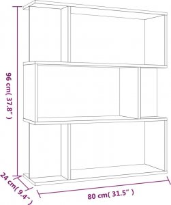 vidaXL Regał na książki/przegroda, szary dąb sonoma, 80x24x96 cm 9