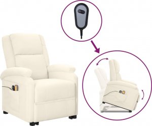 vidaXL vidaXL Elektryczny, podnoszony fotel masujący, kremowy, sztuczna skóra 1