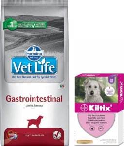 Farmina FARMINA Vet Life Dog Gastrointestinal 12kg + BAYER Kiltix Obroża dla psów dużych dł 70cm 1