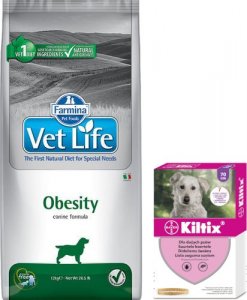 Farmina FARMINA Vet Life Dog Obesity 12kg + BAYER Kiltix Obroża dla psów dużych dł 70cm 1