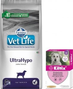 Farmina FARMINA Vet Life Dog Ultrahypo 12kg + BAYER Kiltix Obroża dla psów dużych dł, 70cm 1
