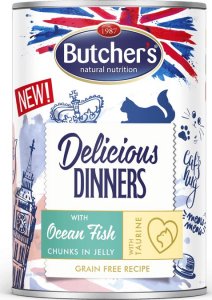 Butchers BUTCHER'S Delicious Dinners z rybą morską kawałki w galaretce 400g (kot) 1