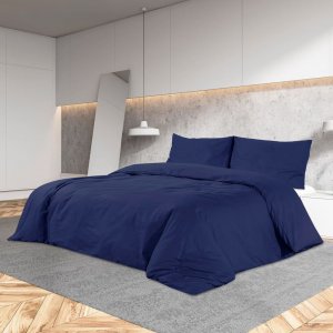 vidaXL vidaXL Zestaw pościeli, granatowy, 225x220 cm, lekka mikrofibra 1