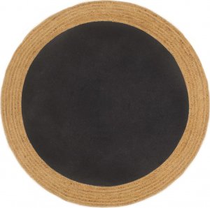 vidaXL vidaXL Pleciony dywan, czarno-naturalny, 180cm, juta, bawełna, okrągły 1