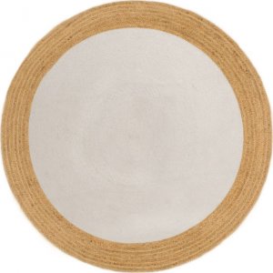 vidaXL vidaXL Pleciony dywan, biało-naturalny, 120 cm, juta, bawełna, okrągły 1