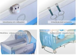 Lionelo Łóżeczko turystyczne SVEN PLUS turkusowo szare 4