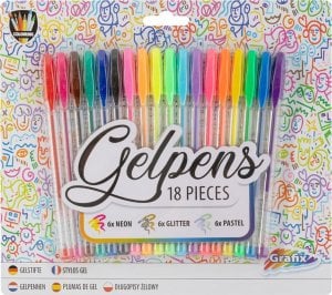 Icom 18 długopisów żelowych (neonowy brokat pastelowy) 1