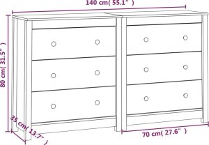 vidaXL Komoda, 140x35x80 cm, drewno sosnowe 7