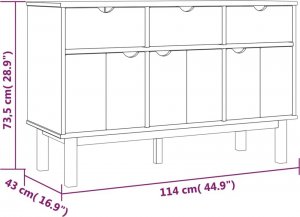 vidaXL Komoda, 114x43x73,5 cm, lite drewno sosnowe 6