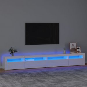 vidaXL vidaXL Szafka pod TV z oświetleniem LED, biała z połyskiem,270x35x40cm 1