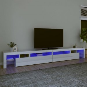 vidaXL vidaXL Szafka pod TV ze światłem LED, błyszcząca, biała, 290x36,5x40cm 1