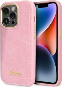 Guess Etui Guess GUHCP14XHGCRHP Apple iPhone 14 Pro Max różowy/pink hardcase Croco Collection 1