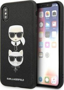 Karl Lagerfeld Etui Karl Lagerfeld KLHCI65SAKICKCBK Apple iPhone XS Max czarny/black hardcase Saffiano Ikonik Karl&Choupette Head 1