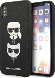 Karl Lagerfeld Etui Karl Lagerfeld KLHCPXSAKICKCBK Apple iPhone XS/X czarny/black hardcase Saffiano Ikonik Karl&Choupette Head 1